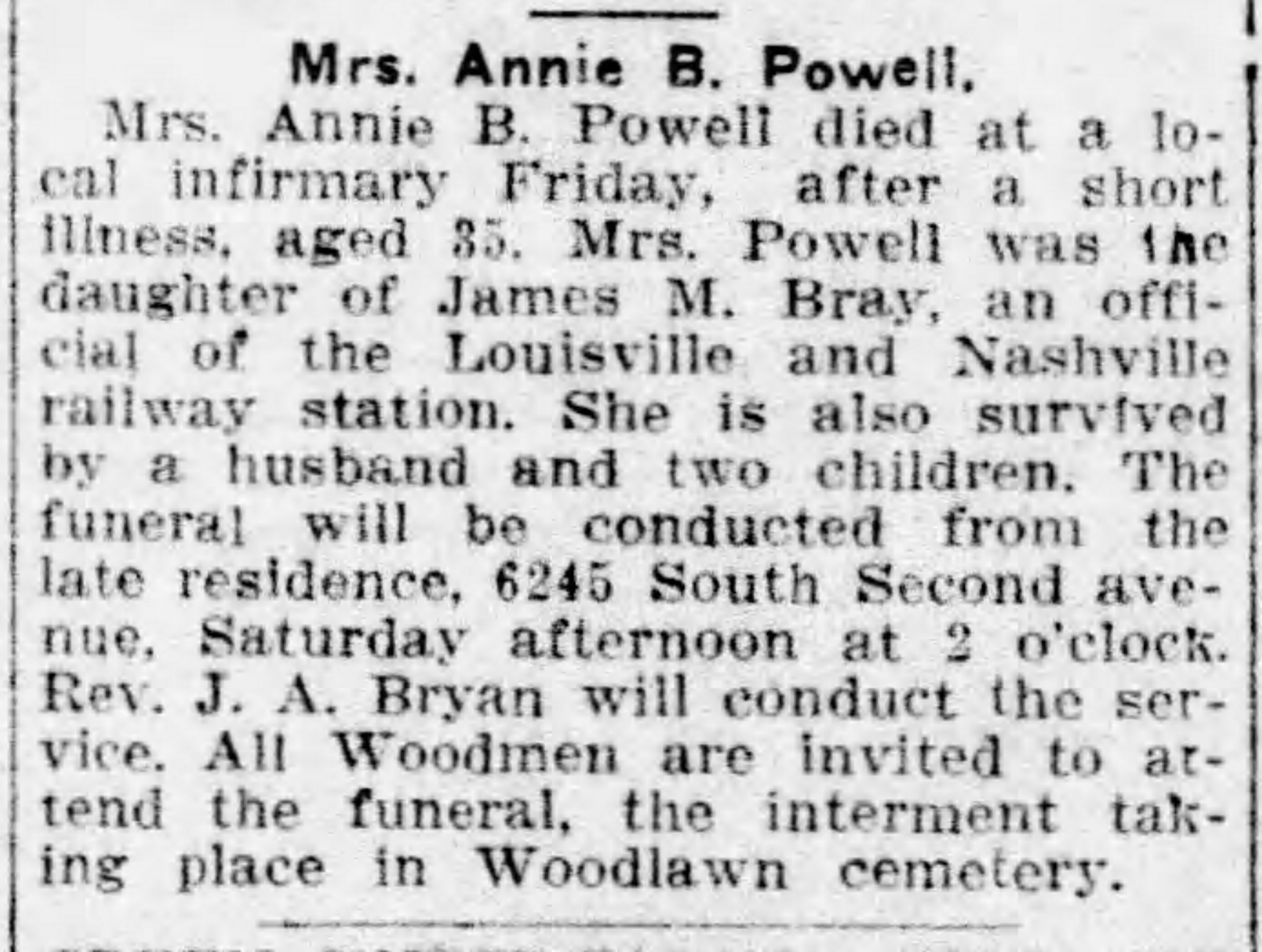 Annie B. Powell obituary